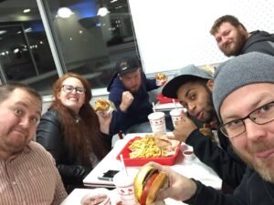 Anniversary memories: In-N-Out Burger with friends on tour.
