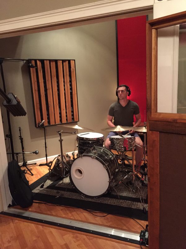 Rob, sound checking his drum kit.